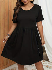 Dress Women's Plus Short Sleeve Round Neck Midi Dress