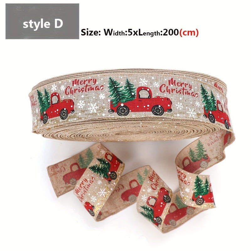 Wide Lined Rope Xmas Tree Truck Christmas Bow Ribbons