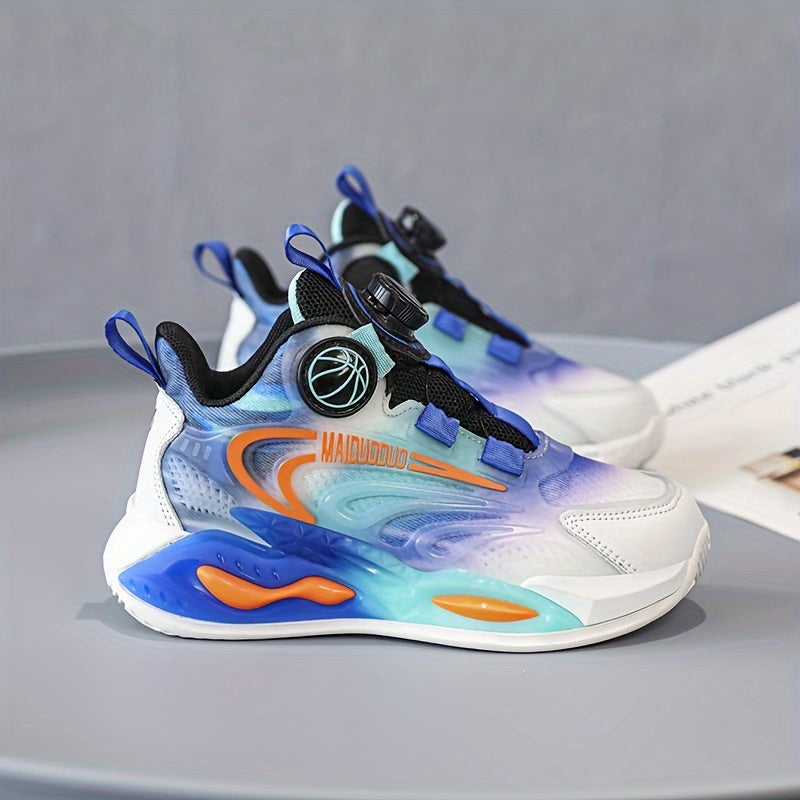 Boys' Basketball Shoes with Rotating Buckle Soft Sole