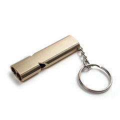 Dual Tube Survival Whistle Aluminum Safety for Hiking Camping