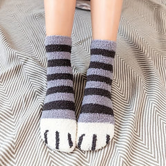 5 Pairs Cat Claw Print Socks Warm Women's Stockings