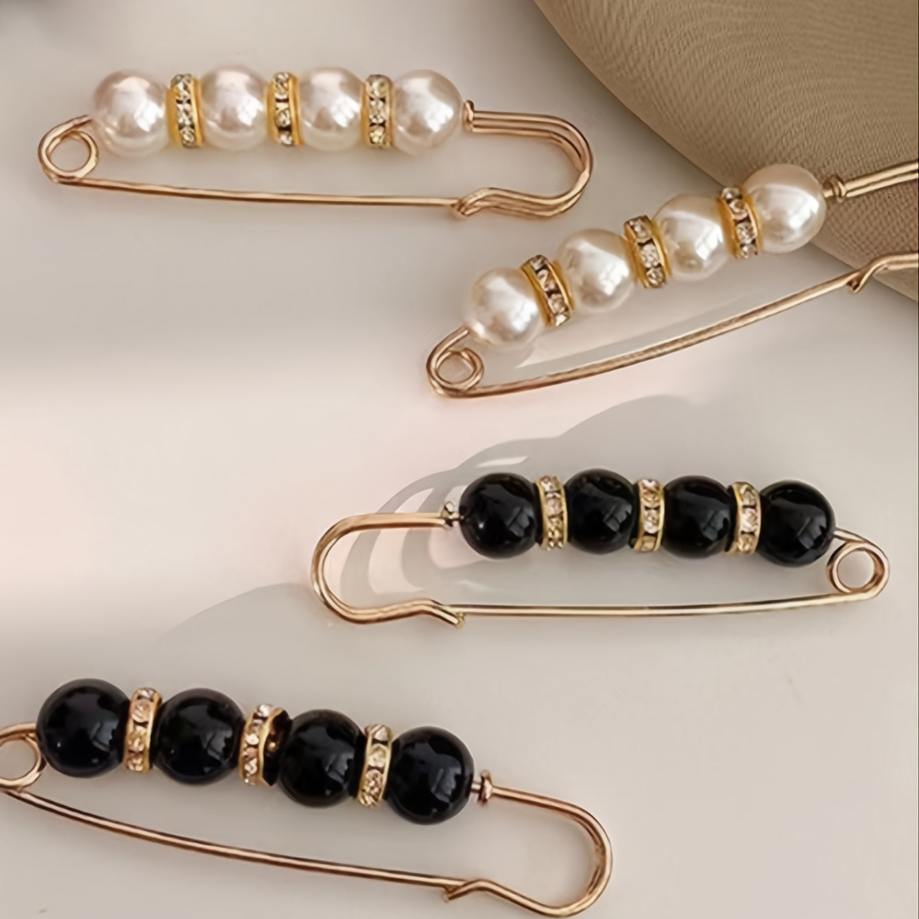2pcs Faux Pearl Waist Buttons Pin Faux Pearl Brooch For Pants