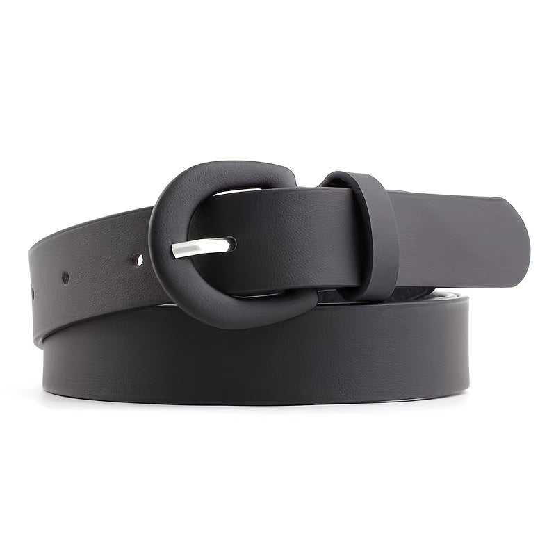 D Shape Buckle Belt Pu Leather for Women Girls