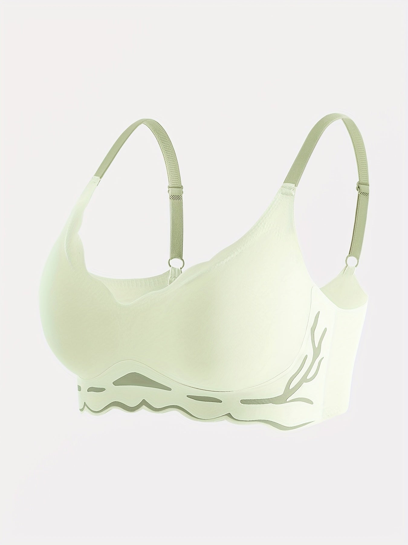 Colorblock Wireless Bra Seamless Scallop Trim Stretch Bra
