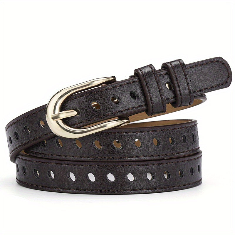 Rectangular Buckle Pin Belt Casual PU Leather Waist Belts