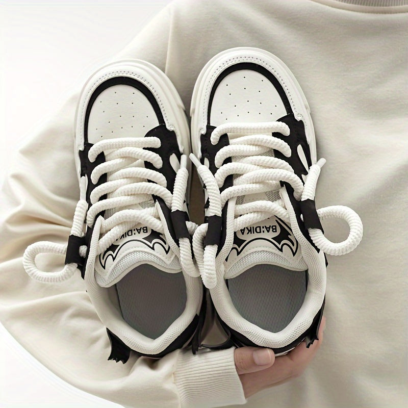 Women's Fish Bone Platform Skate Shoes Low Casual Walking Shoes