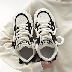 Women's Fish Bone Platform Skate Shoes Low Casual Walking Shoes
