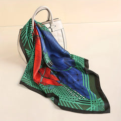 Vintage Print Silk Scarf Classic Square Bandana for Women