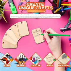 100pcs Wood Blank Bookmarks DIY Wooden Craft Bookmark Rectangle Shape