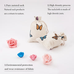 50pcs Poly Polyester Drawstring Gift Bags Butterfly Print 14x10cm