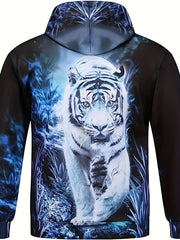 Wolf 3D Print Hoodie Men's Graphic Kangaroo Pocket Pullover