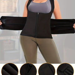 Women's Plus Size Sports Corset Zipper Waist Trainer Hot Sweat Body Shaper