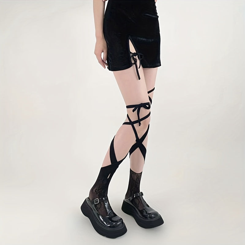 Criss Cross Strappy Lace Mesh Socks Lolita