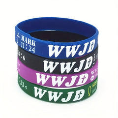 Christian WWJD Bible Verse Rubber Bracelet Silicone Wristband