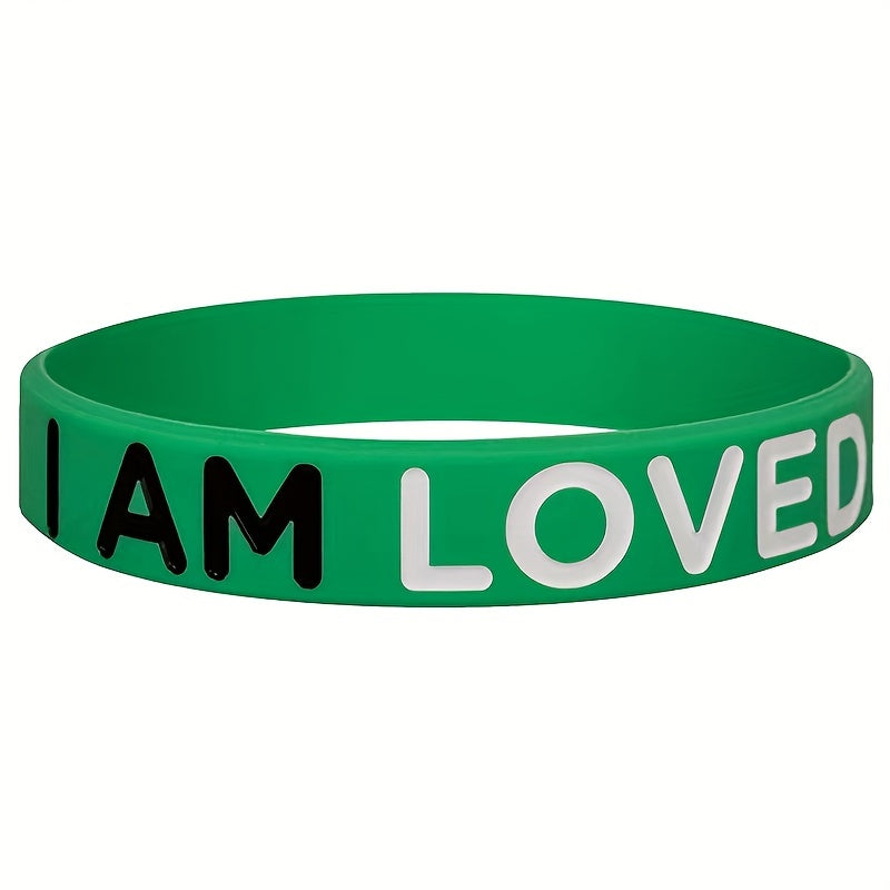3Pcs I Am Loved Worthy Rubber Bracelet Silicone Wristband