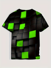 Men's Geo Graphic Tee Outdoor Casual Vision Crew Neck Short Sleeves