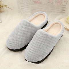 Women's Memory Foam Platform Slippers Warm Plaid Indoor Shoes