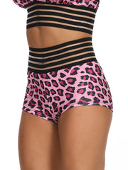 Leopard Print High Waisted Yoga Shorts
