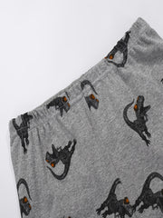 Boys Dinosaur Print Pajama Set Short Sleeve T-Shirt and Shorts 2-8 Yrs
