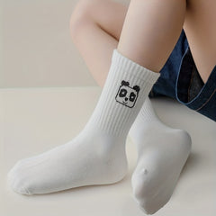 3 Pairs Girls Cartoon Pattern Socks Candy Breathable Comfy Children's Socks