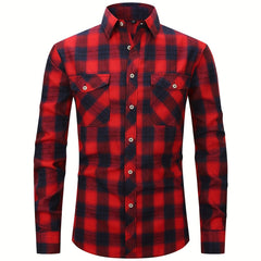 Men's Plaid Print Button Up Long Sleeve Shirt