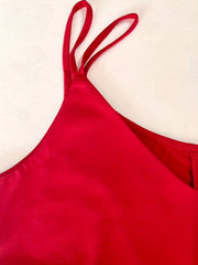 V Neck Slim Cami Dress Solid Spaghetti Strap Summer Backless