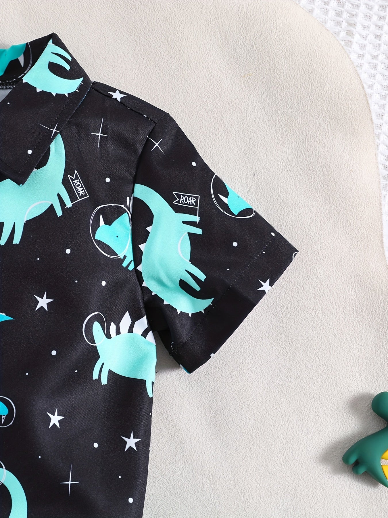 Cute Dino Print Shirt & Shorts Set for Summer Parties