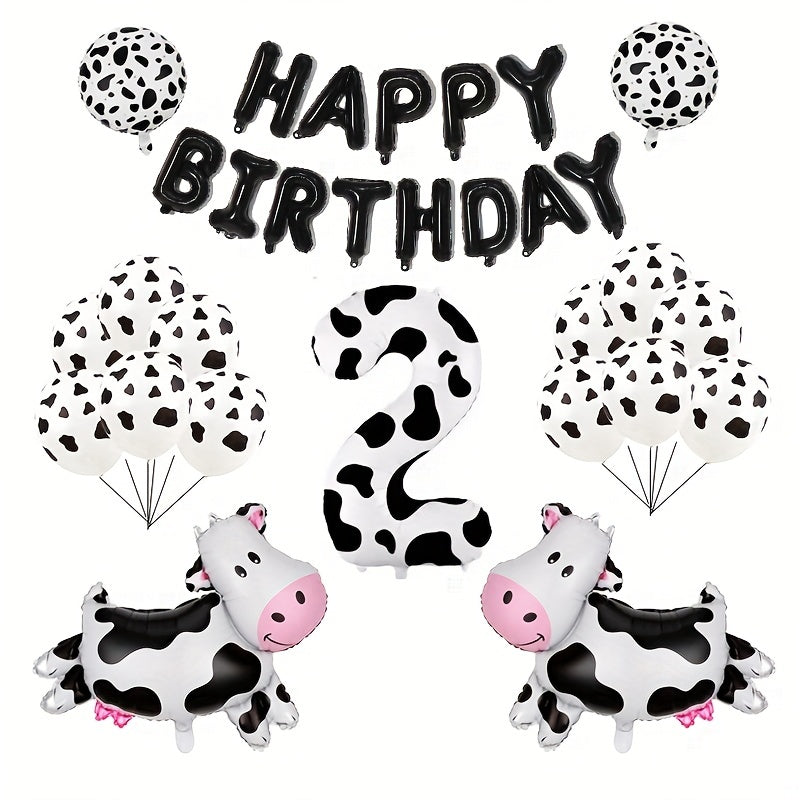 Farm Animal Theme Birthday Party Decoration Set - Cow Print Balloon Set