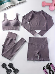 Seamless Women's Yoga Set: Top Bra Leggings Shorts Pack