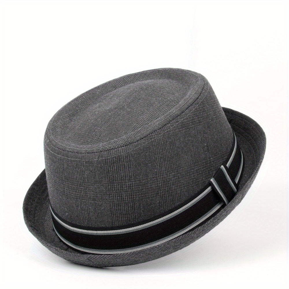 Men Fedora Hat Flat For Gentleman Dad Bowler Hand Wash