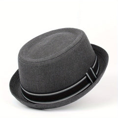 Men Fedora Hat Flat For Gentleman Dad Bowler Hand Wash