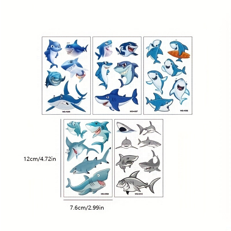 Herbal Tattoo Stickers Waterproof Shark Pattern Series Set