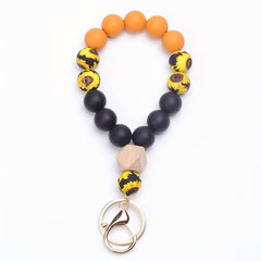 Leopard Print Silicone Beaded Keychain Bag Purse Pendant Ornament