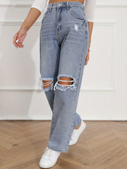 High Waist Distressed Baggy Denim Jeans
