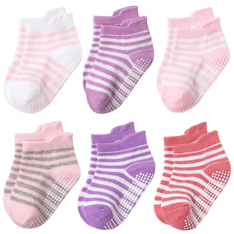 6pcs Baby Girls Anti Skid Socks, Safe & Comfortable