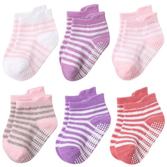 6pcs Baby Girls Anti Skid Socks, Safe & Comfortable
