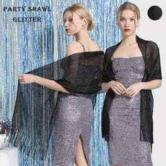 Tassel Glitter Shawl Long Wrap Solid Cover Up Party Prom Cape
