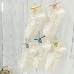 5 Pairs Smiling Face Pattern Socks Low Cut Ankle Socks Women's Stockings