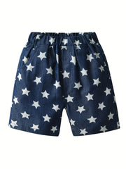 Stylish Star Boys Full Print Denim Shorts for Summer
