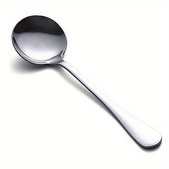 6pcs Soup Spoon Stainless Steel Large Round Spoon Heavy Duty Tableware