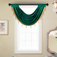 European Style Fleece Window Mantle with Tassel Bead Edge 30x24 Inches