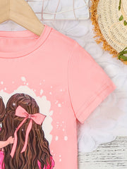 Girls 2pcs Character Print Tshirt & Leggings Set