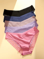 5pcs Lace Briefs Comfy & Breathable Intimates Panties Women's Lingerie