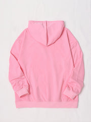 Women's Retro Solid Drawstring Hooded Loose Hoodie