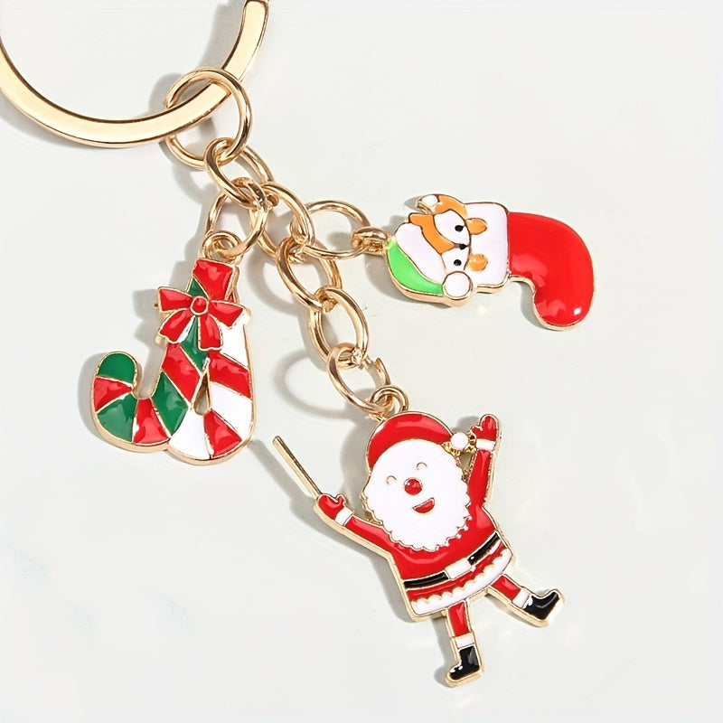Christmas Keychain Cartoon Santa Claus Pendant Small Gift