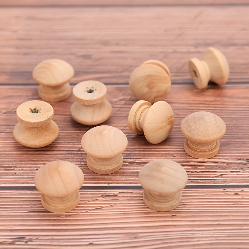 10pcs 44mm Round Mushroom Wood Cabinet Drawer Pull