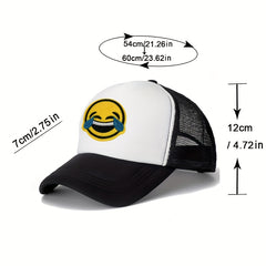 Smiling Tear Patch Trucker Hat Hip Hop Unisex Mesh Baseball Cap Breathable