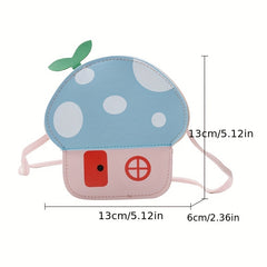 Cartoon PU Mushroom Coin Purse Wallet Crossbody Bag for Kids