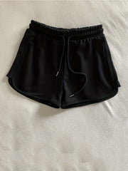 Sporty Shorts Women's Plus Solid Elastic Drawstring High Rise