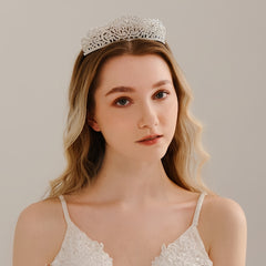 Vintage Bridal Glitter Tiara Crown Wedding Bride